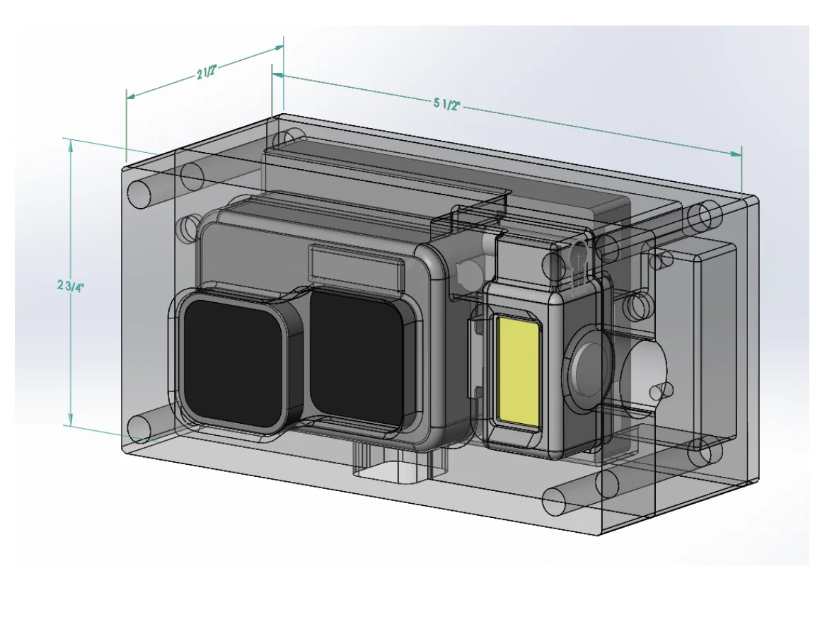 Rear CAD view of inspection device